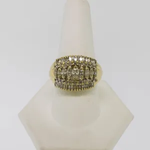 14K Yellow Gold Diamond Dome Ring - 1.76ctw, Size 10, Estate Jewelry