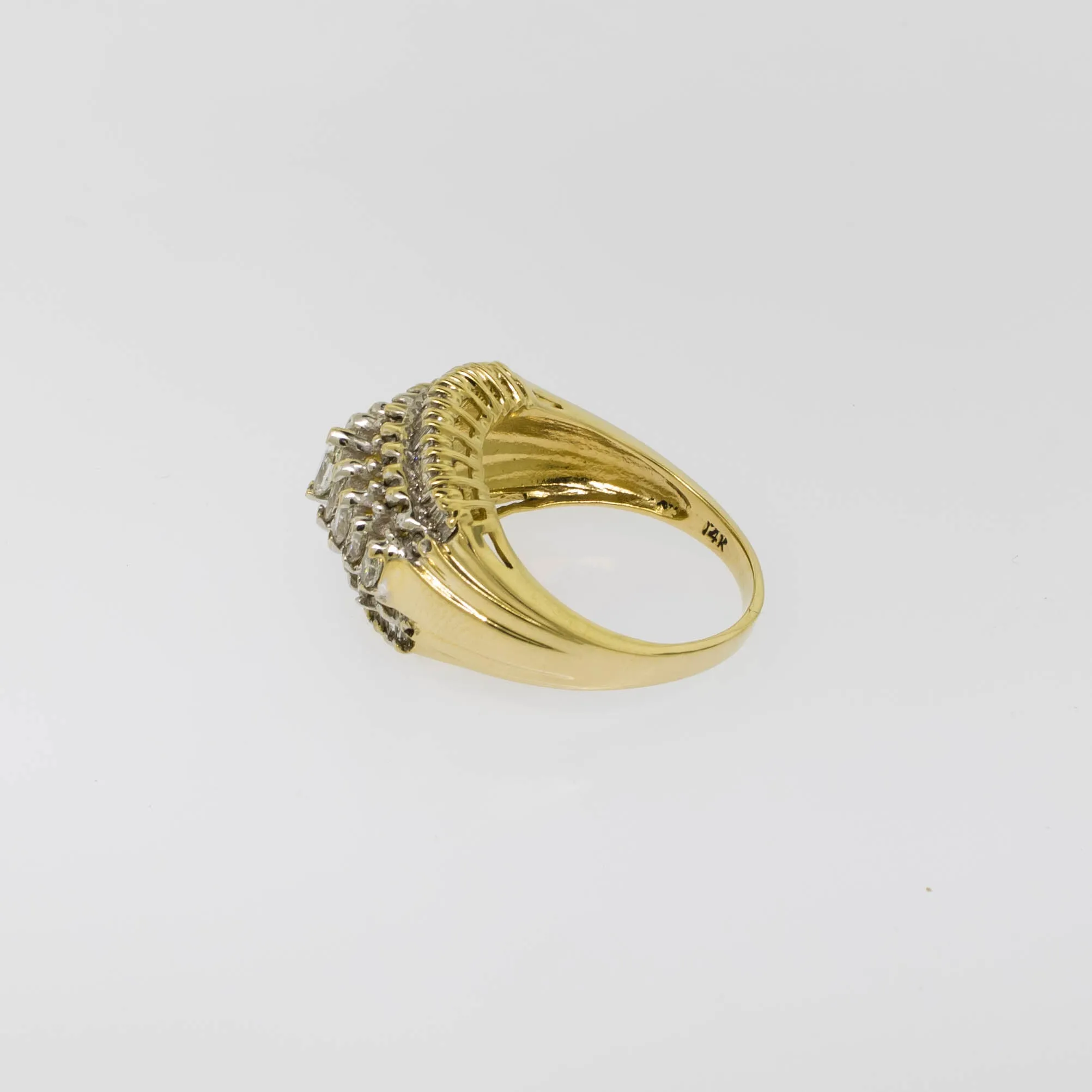 14K Yellow Gold Diamond Dome Ring - 1.76ctw, Size 10, Estate Jewelry