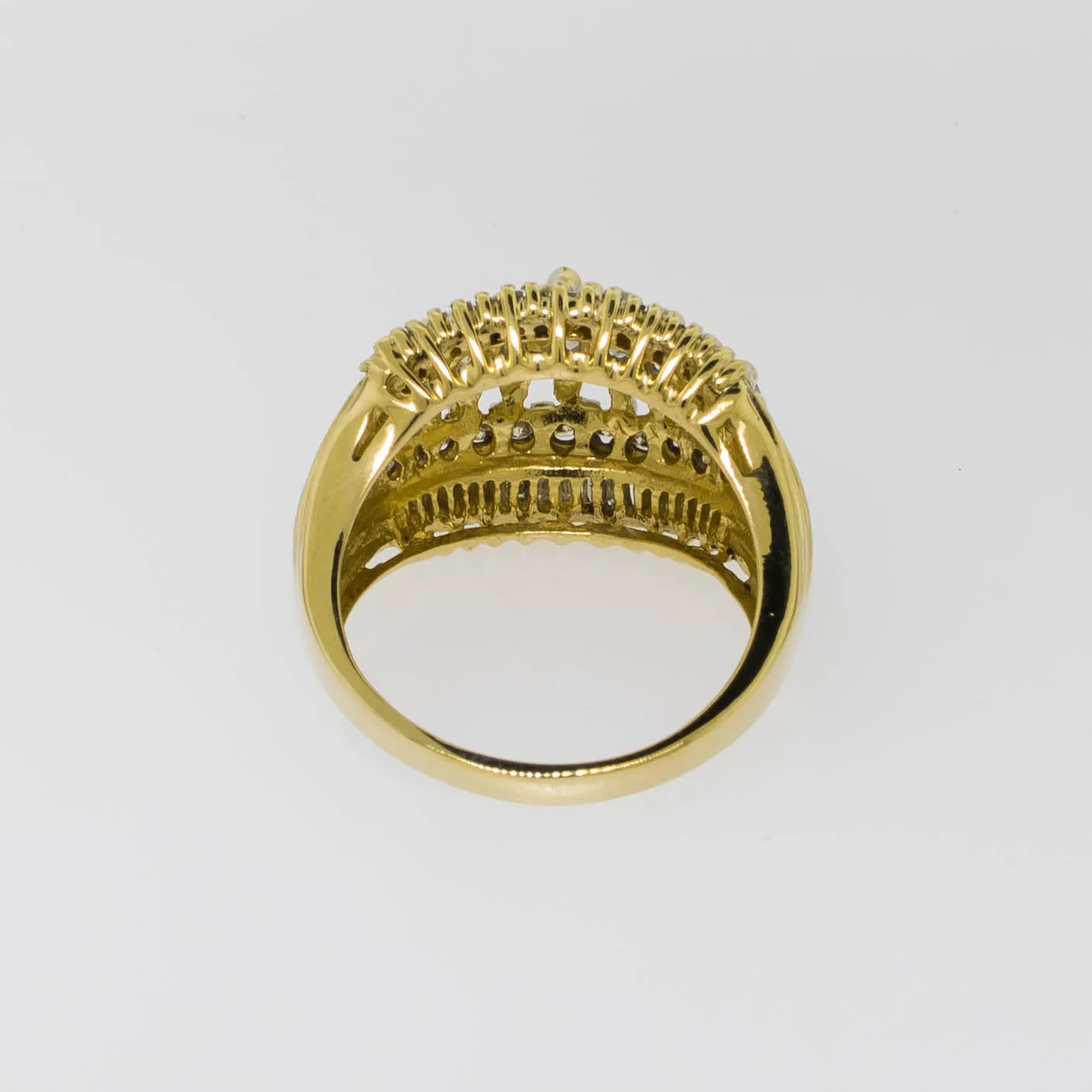 14K Yellow Gold Diamond Dome Ring - 1.76ctw, Size 10, Estate Jewelry