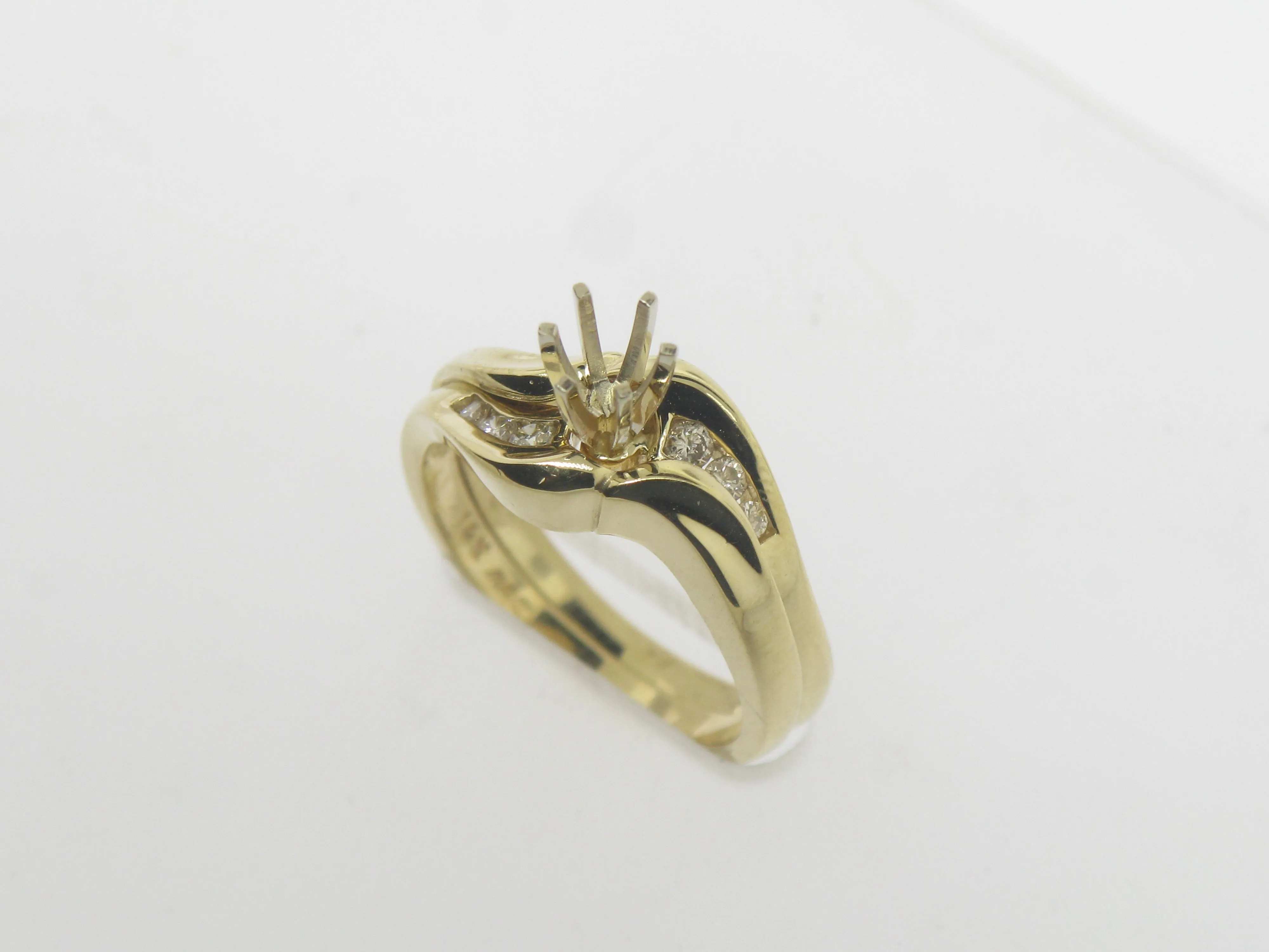 14K Yellow Gold Diamond Semi Mounting Wedding Set (Brand New Sale)