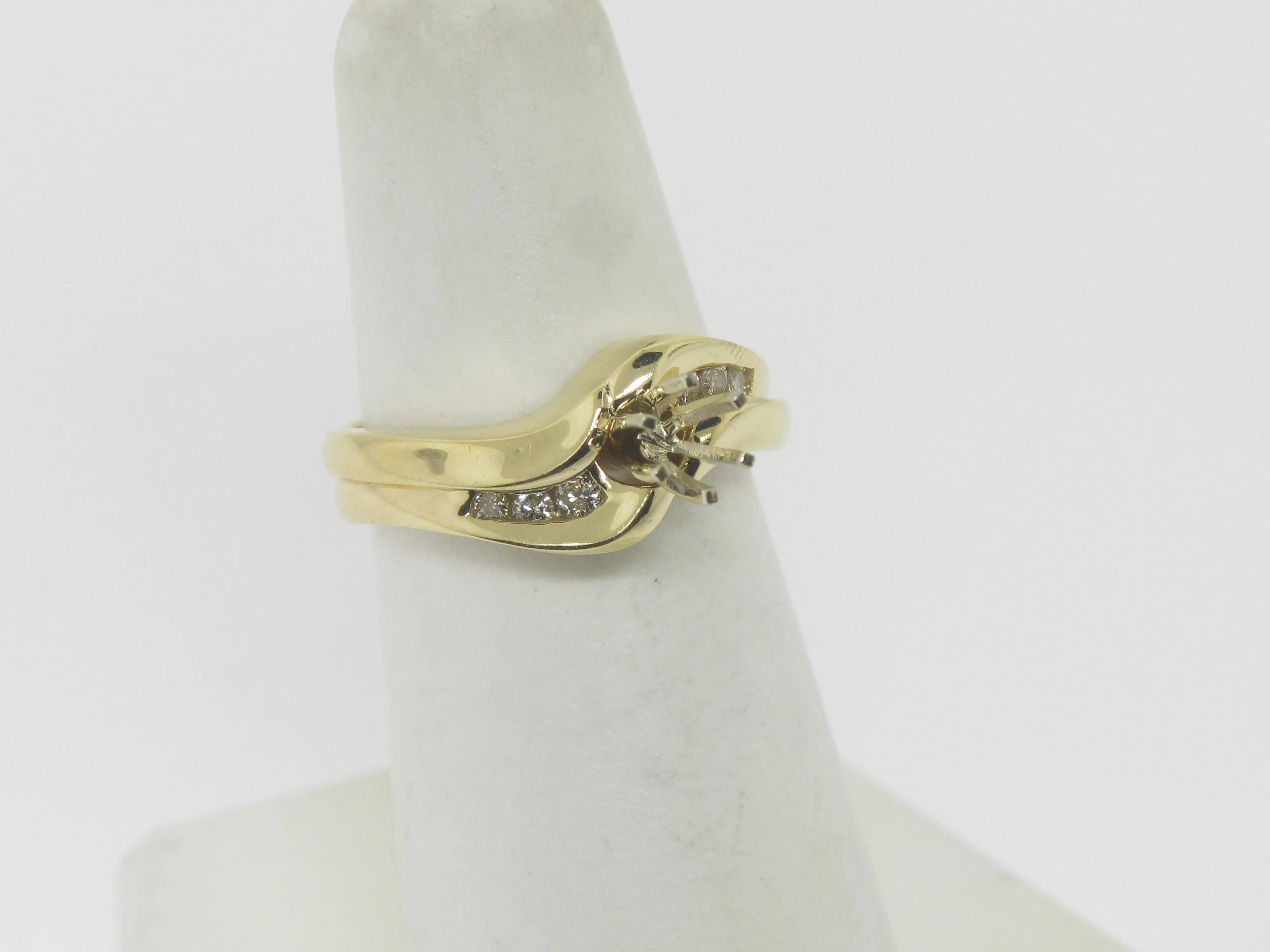 14K Yellow Gold Diamond Semi Mounting Wedding Set (Brand New Sale)
