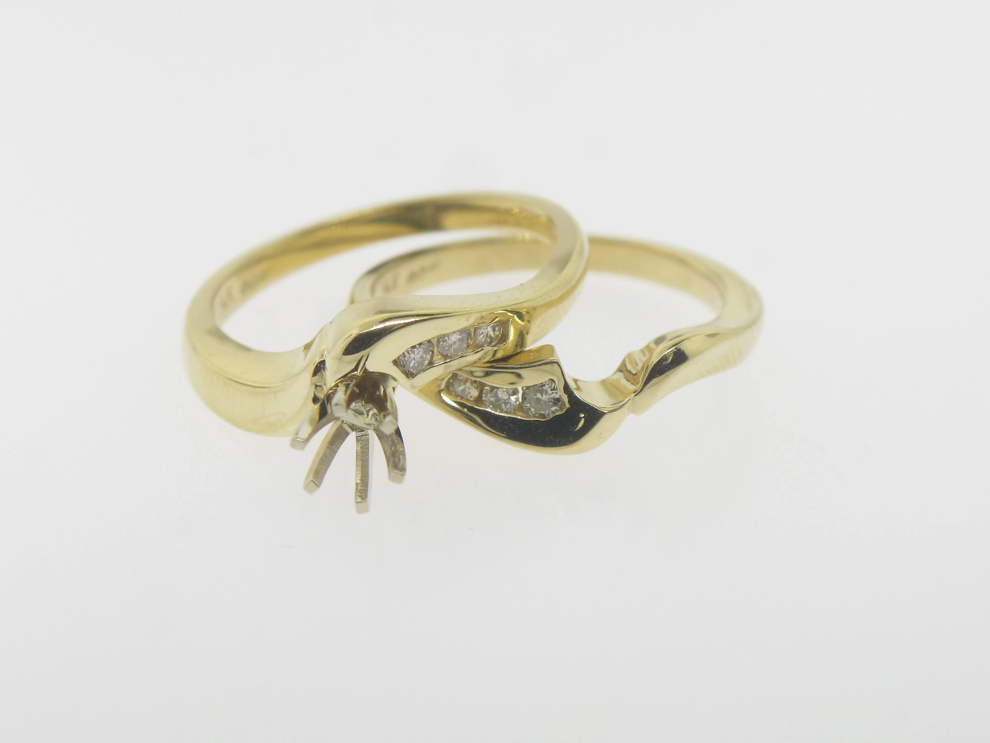 14K Yellow Gold Diamond Semi Mounting Wedding Set (Brand New Sale)