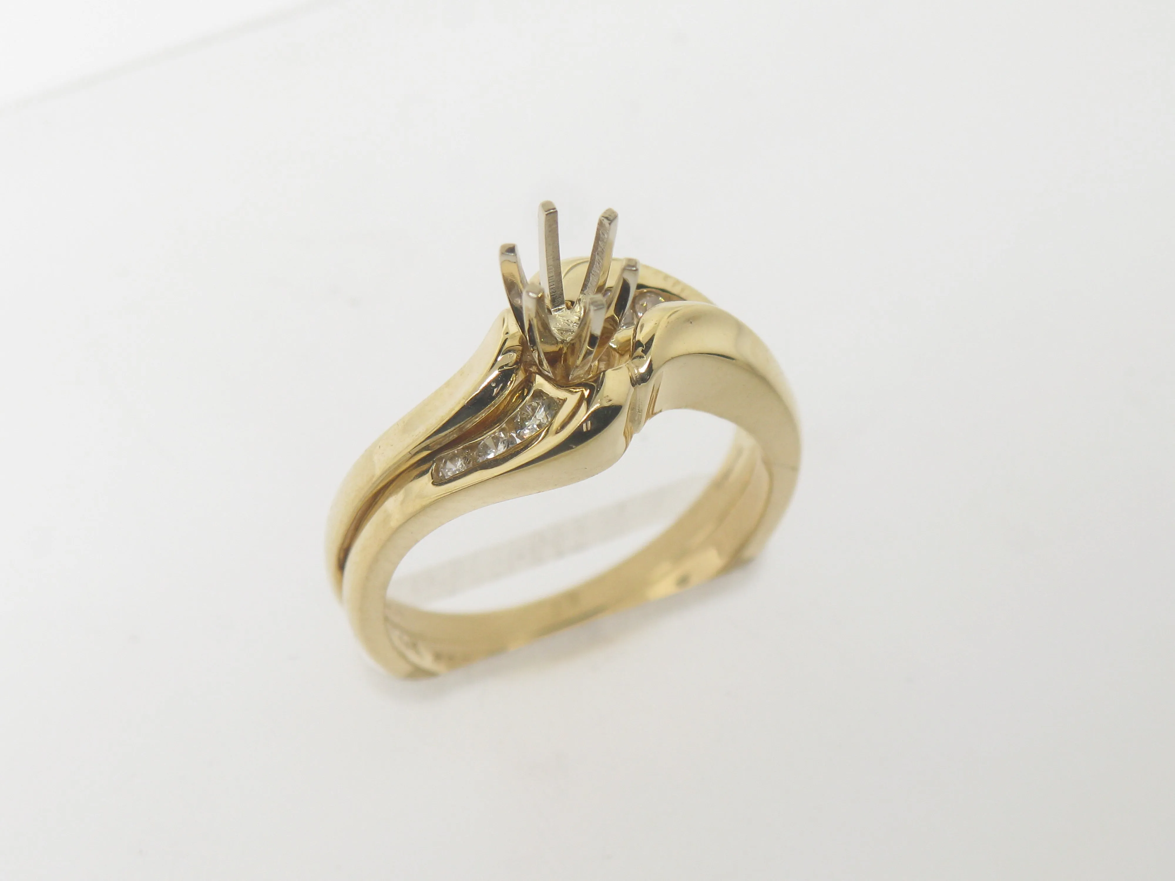 14K Yellow Gold Diamond Semi Mounting Wedding Set (Brand New Sale)