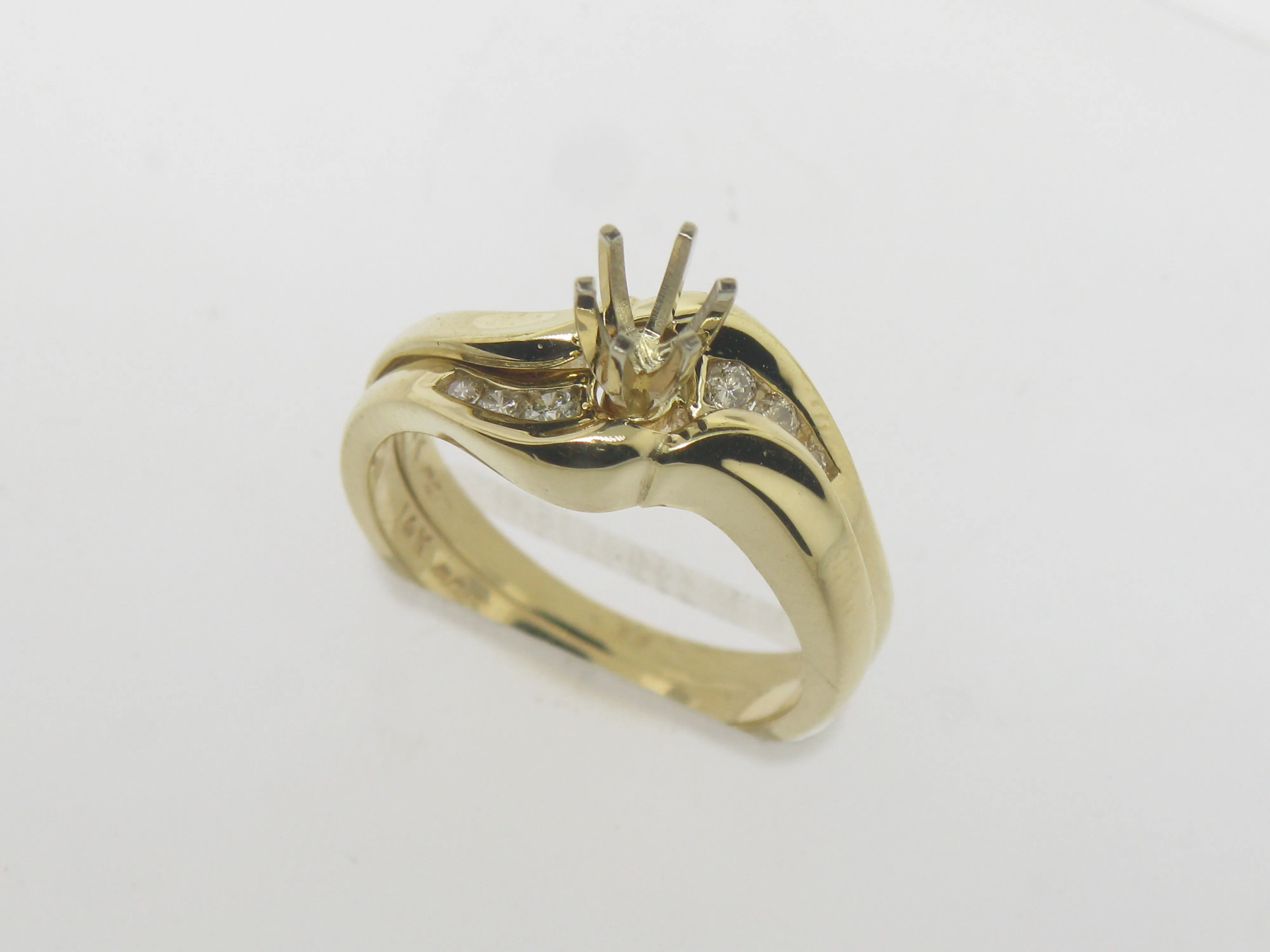 14K Yellow Gold Diamond Semi Mounting Wedding Set (Brand New Sale)