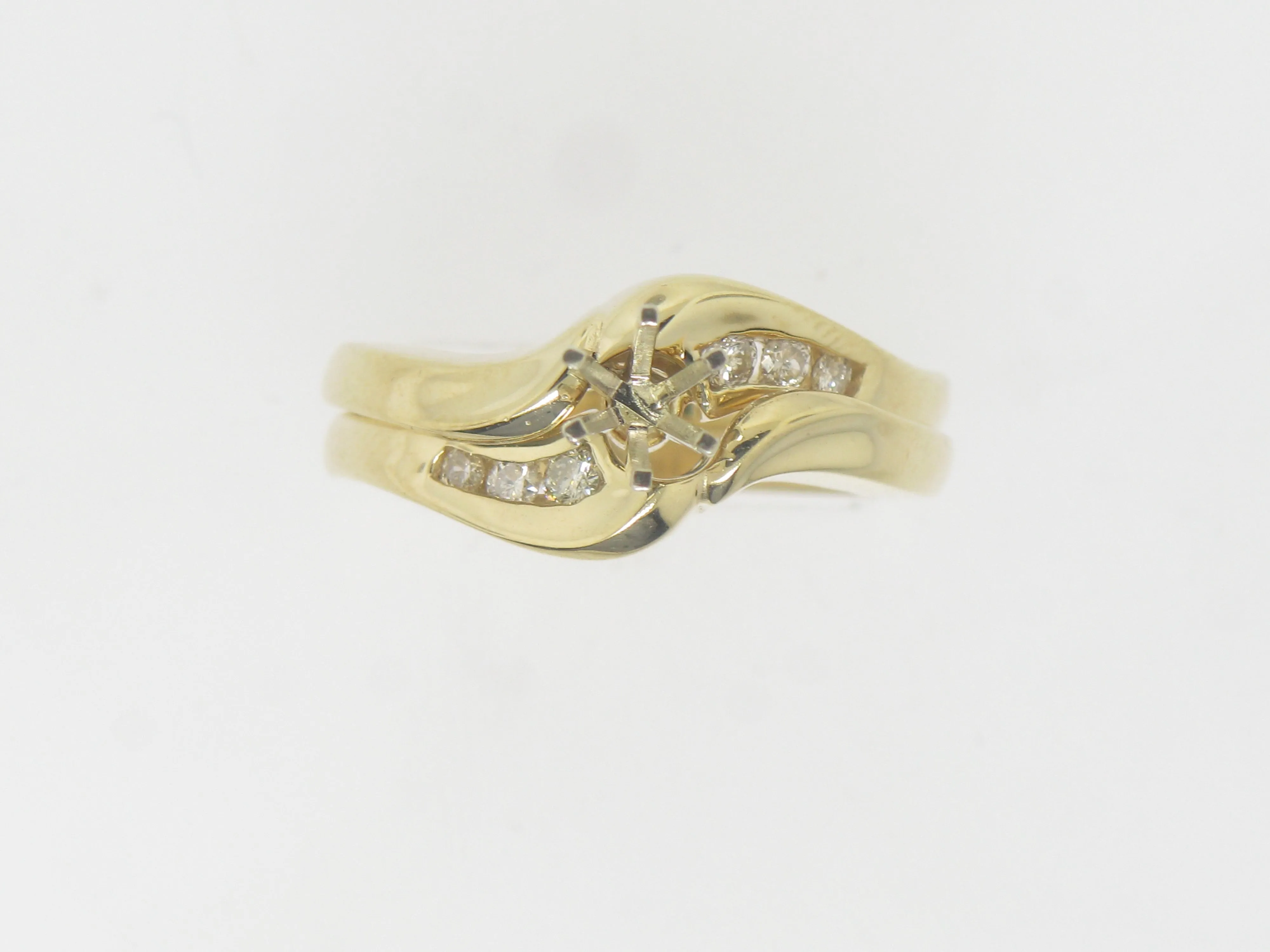 14K Yellow Gold Diamond Semi Mounting Wedding Set (Brand New Sale)