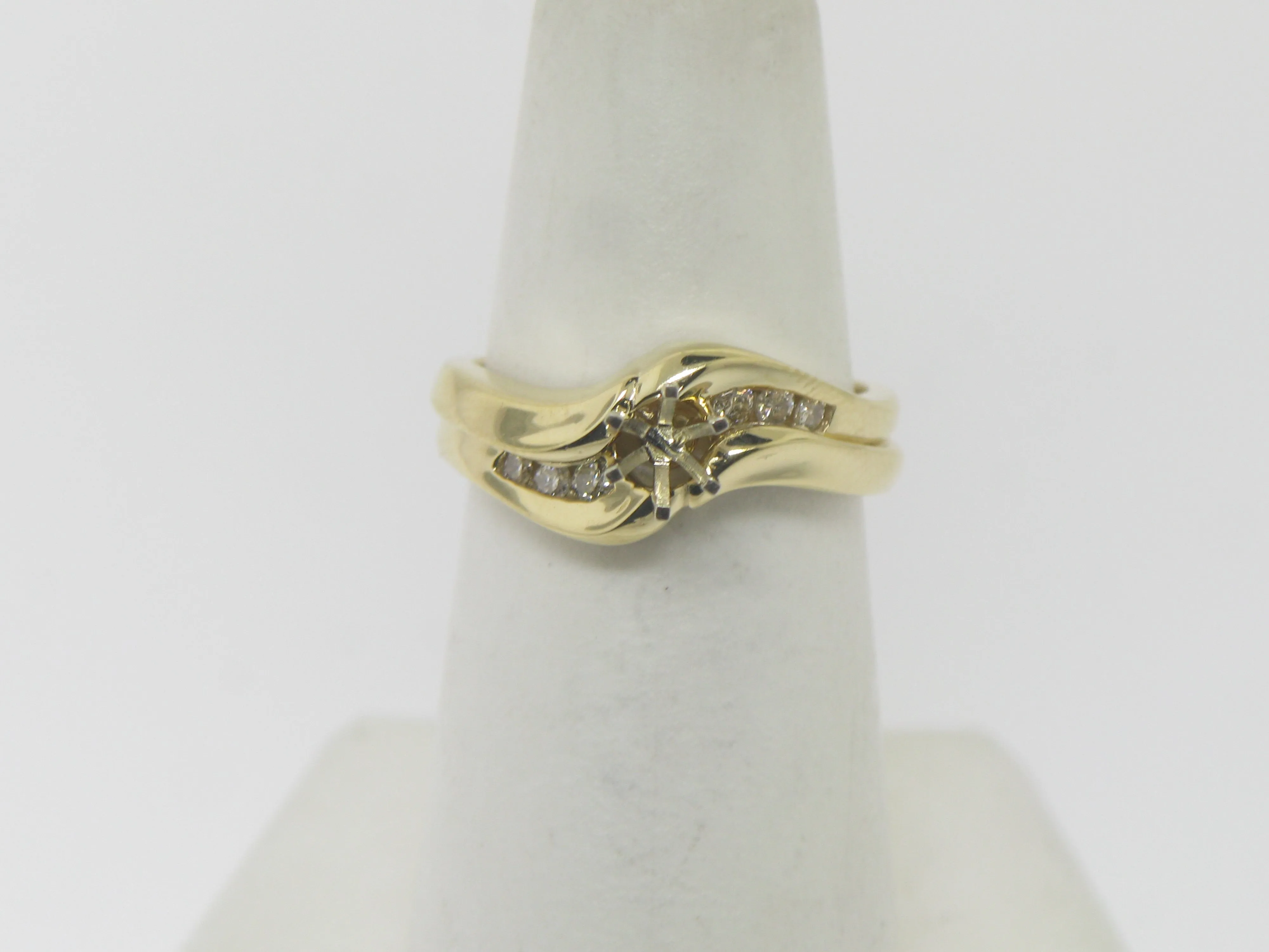 14K Yellow Gold Diamond Semi Mounting Wedding Set (Brand New Sale)