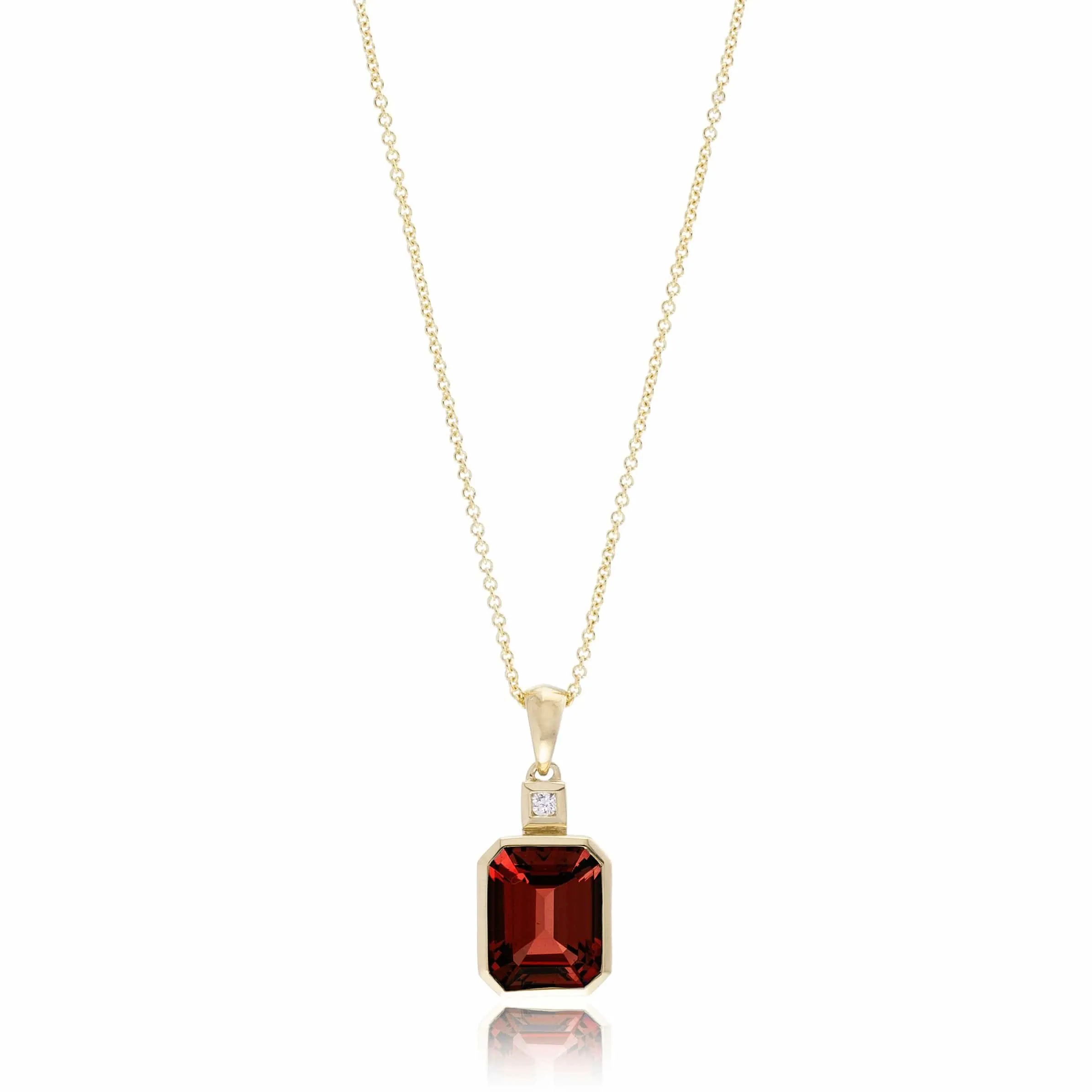 14K Yellow Gold Emerald Cut Garnet Necklace