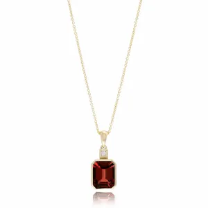 14K Yellow Gold Emerald Cut Garnet Necklace