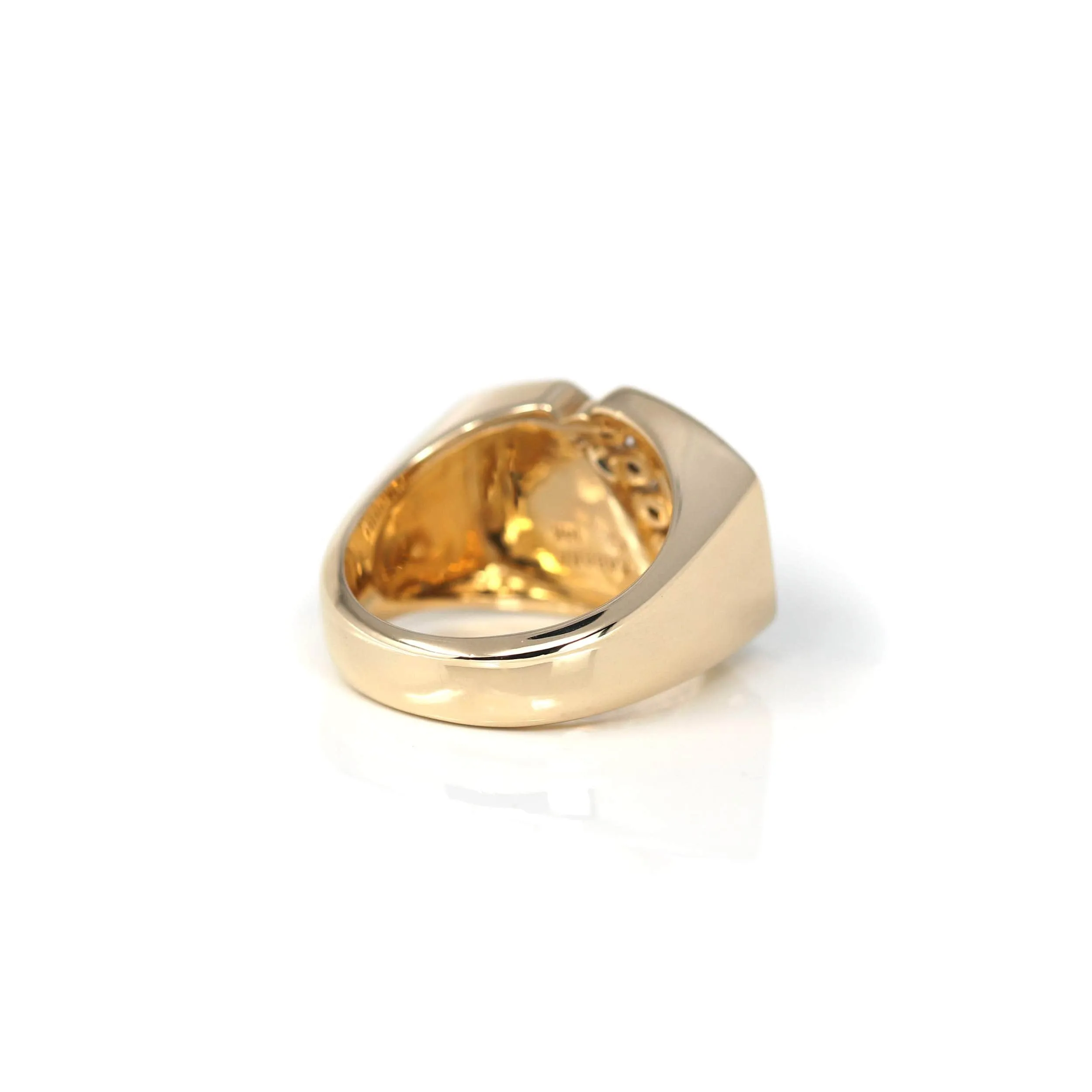 14k Yellow Gold Natural AAA Australian Opal Men's Ring with Diamonds