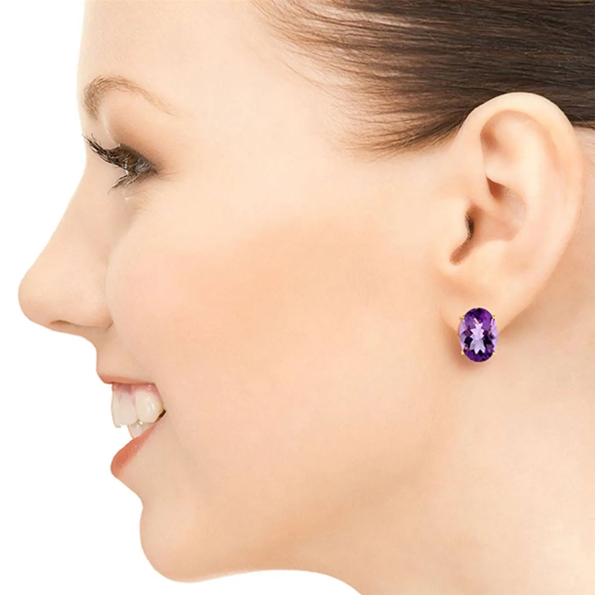 15.1 Carat 14K Solid Yellow Gold French Clips Earrings Natural Amethyst