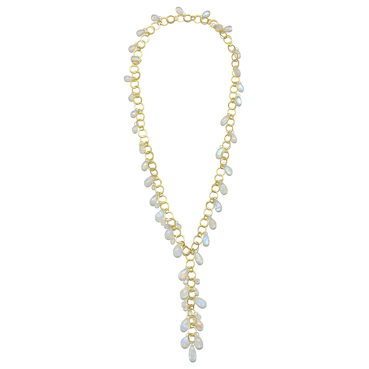 18 Karat Gold Moonstone Fringe Necklace