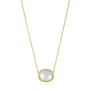 18 Karat Oval Moonstone Pendant Necklace