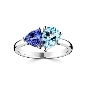 18ct White Gold 0.96ct Aquamarine And 0.90ct Tanzanite Ring