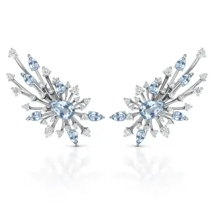 18k Luminus White Gold Earring With 1.61 Cts Vs-Gh Diamonds  And Aquamarine