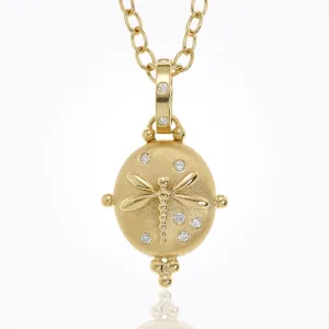 18K Small Dragonfly Locket with diamond