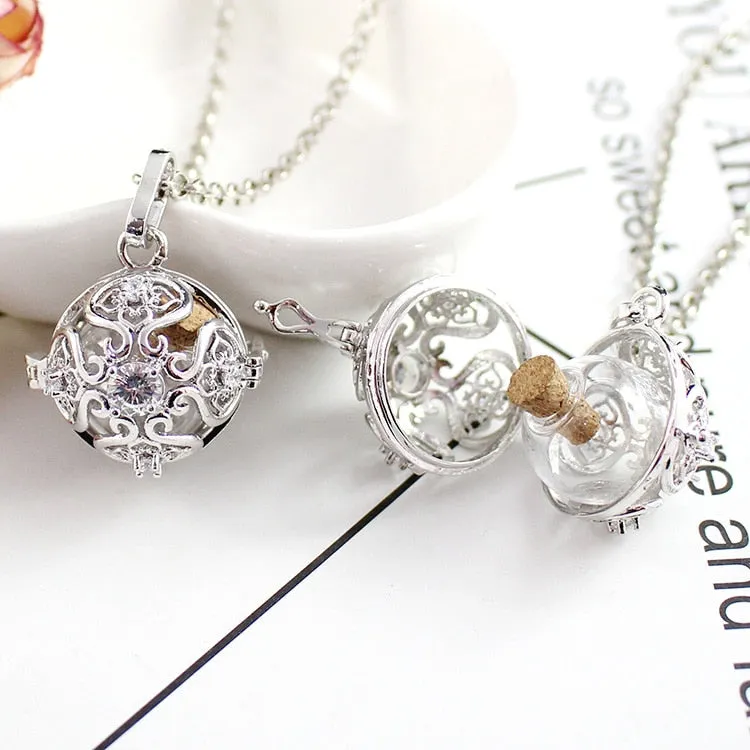 1PC Round Crystal Locket Pendant with glass ball Memory Locket Pendant Cremation Jewelry Fillable Jewelry