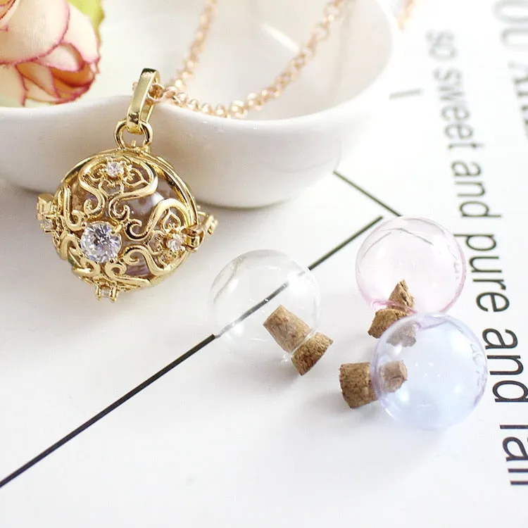 1PC Round Crystal Locket Pendant with glass ball Memory Locket Pendant Cremation Jewelry Fillable Jewelry