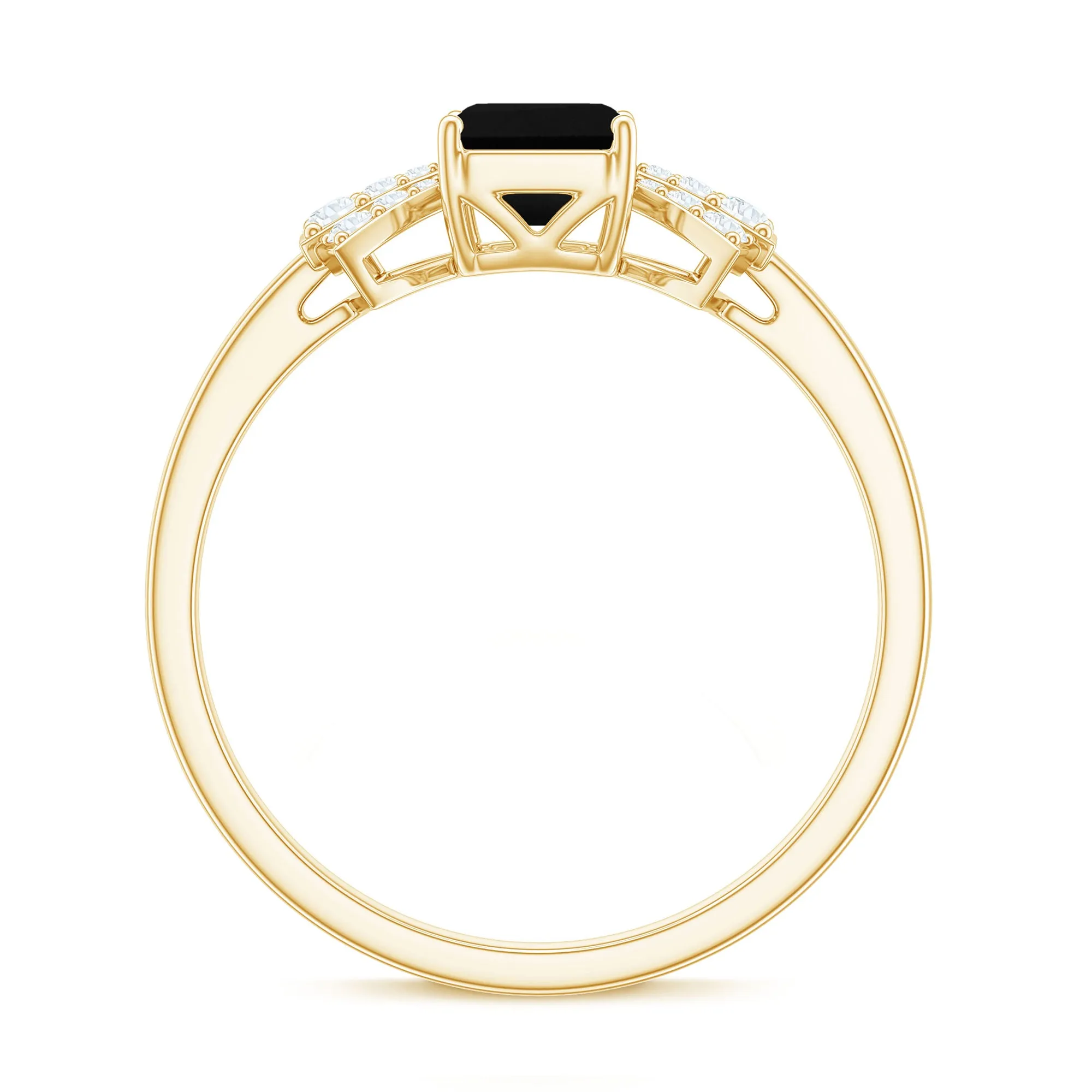 2 CT Octagon Cut Created Black Diamond and Diamond Solitaire Engagement Ring