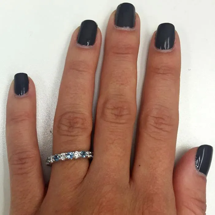 2.00cttw Diamond and Aquamarine Eternity Band