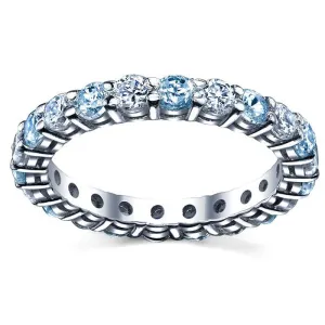 2.00cttw Diamond and Aquamarine Eternity Band