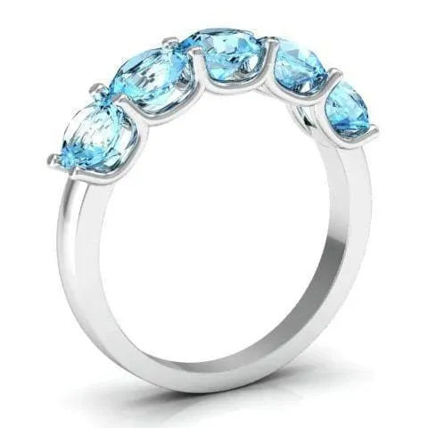2.00cttw U Prong Aquamarine Five Stone Ring