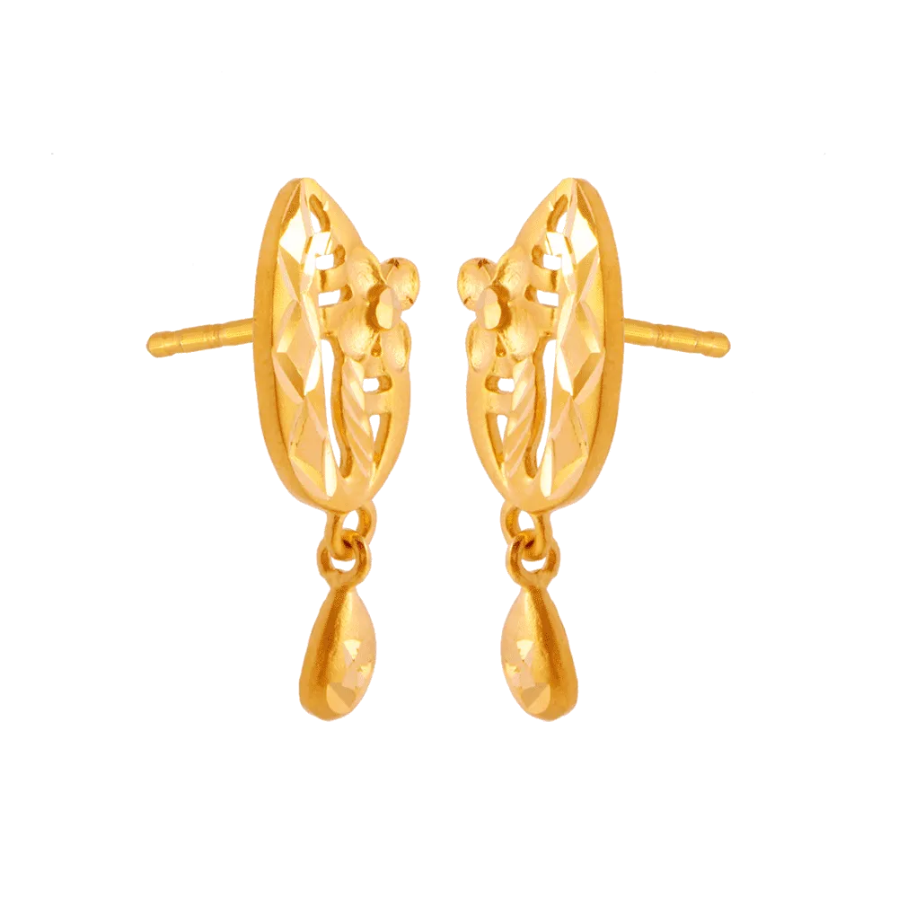 22KT (916) Yellow Gold Stud Earrings For Women