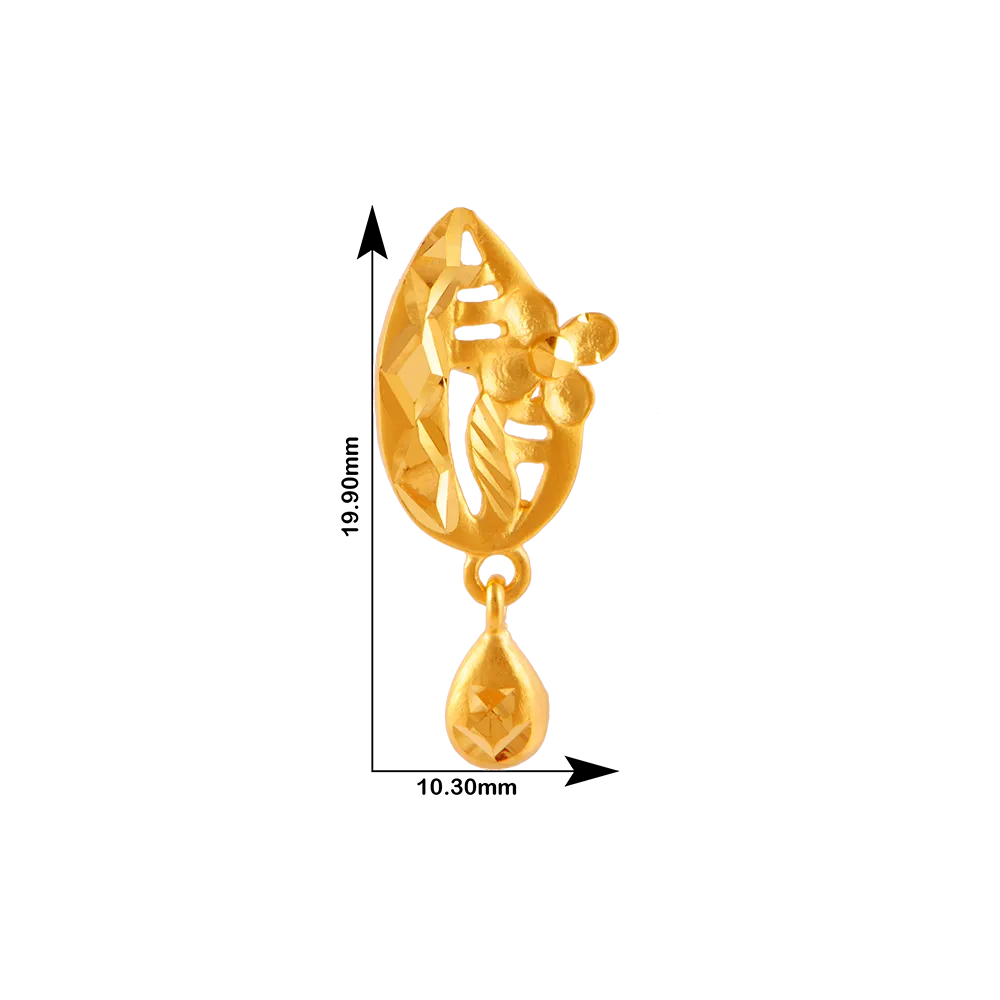 22KT (916) Yellow Gold Stud Earrings For Women