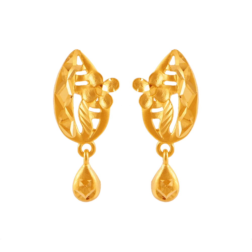 22KT (916) Yellow Gold Stud Earrings For Women