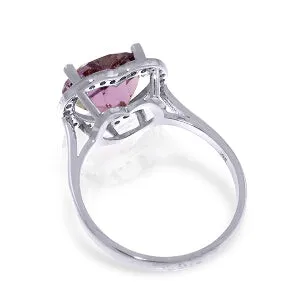 3.24 Carat 14K Solid White Gold Ring Diamond Heart Amethyst
