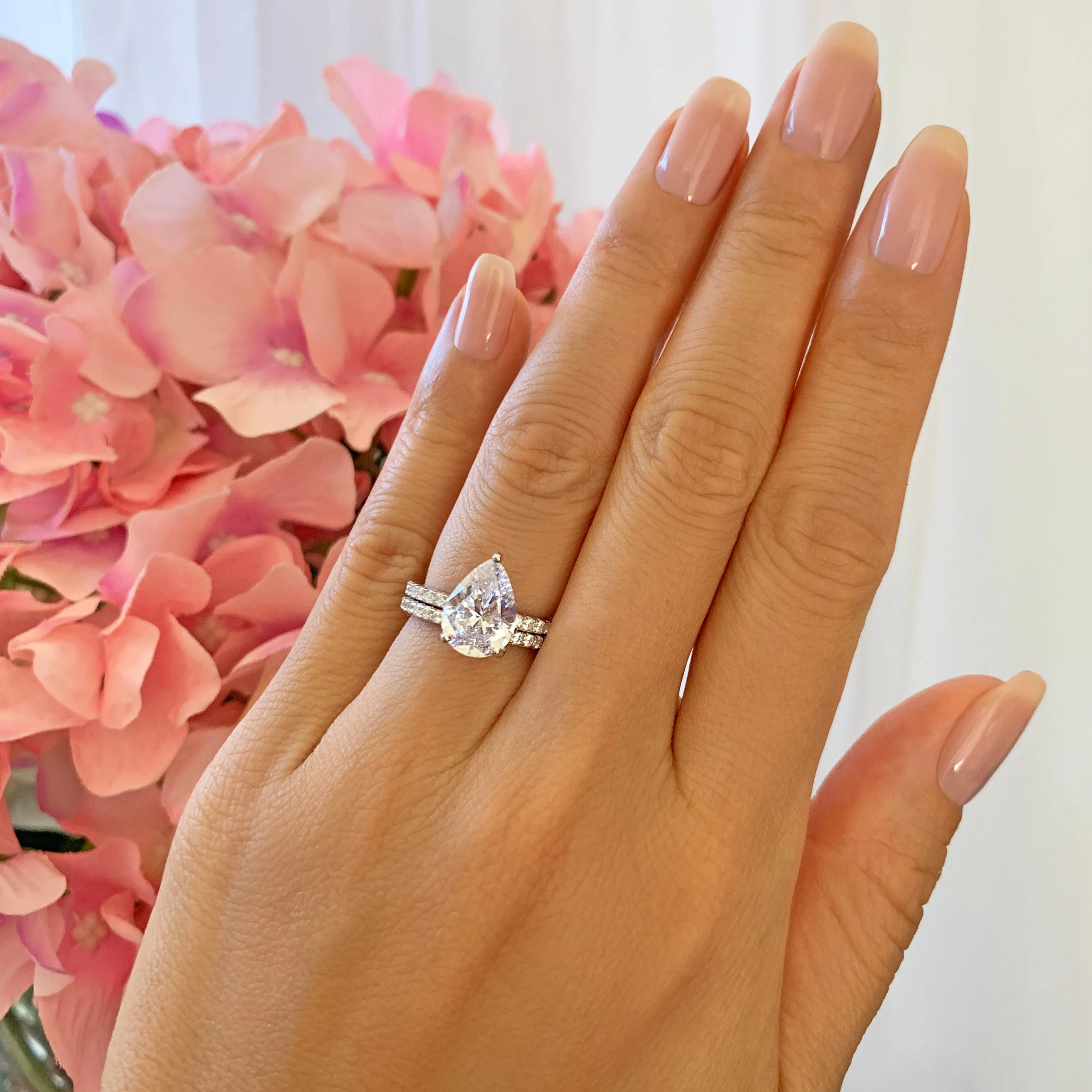 3.25 ctw Pear Accented Solitaire Set