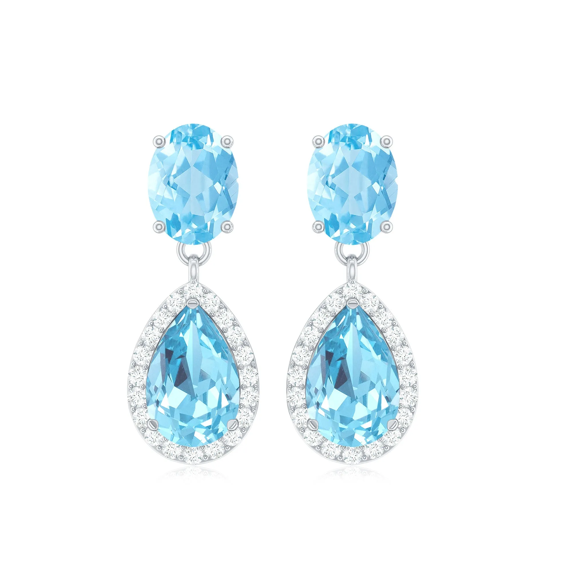 4.5 CT Aquamarine and Moissanite Dangle Drop Earrings