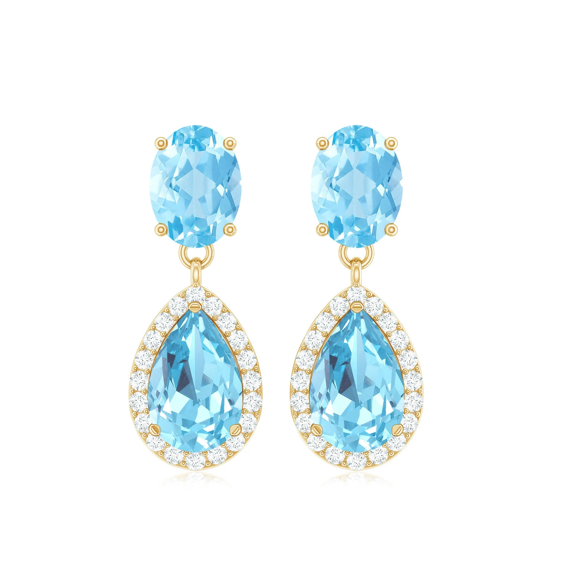 4.5 CT Aquamarine and Moissanite Dangle Drop Earrings
