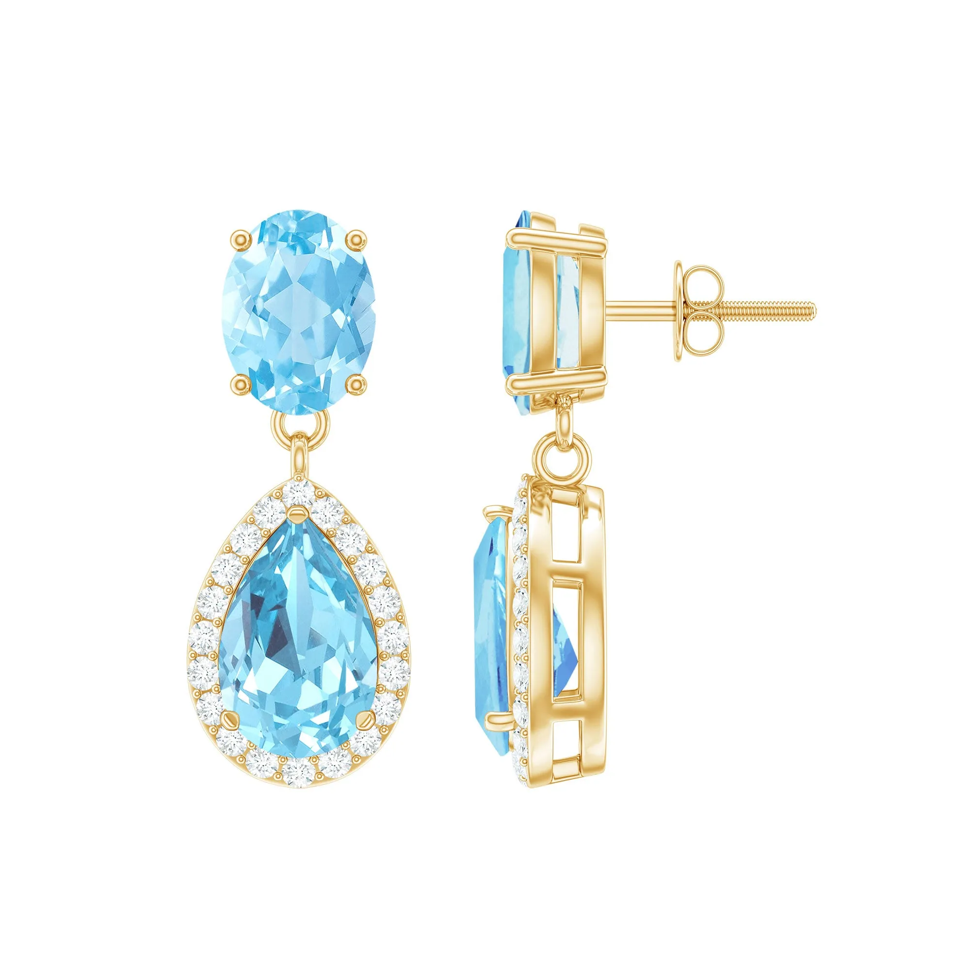 4.5 CT Aquamarine and Moissanite Dangle Drop Earrings