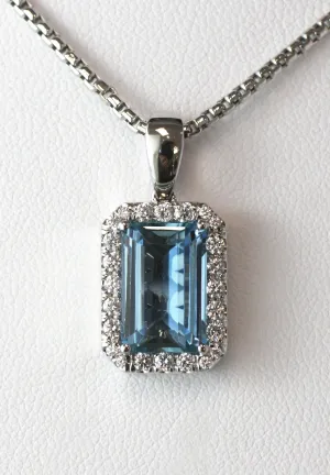 4.63 Carat Aquamarine & Diamond Pendant