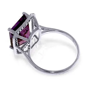 5.8 Carat 14K Solid White Gold Heart Cosy Amethyst Diamond Ring