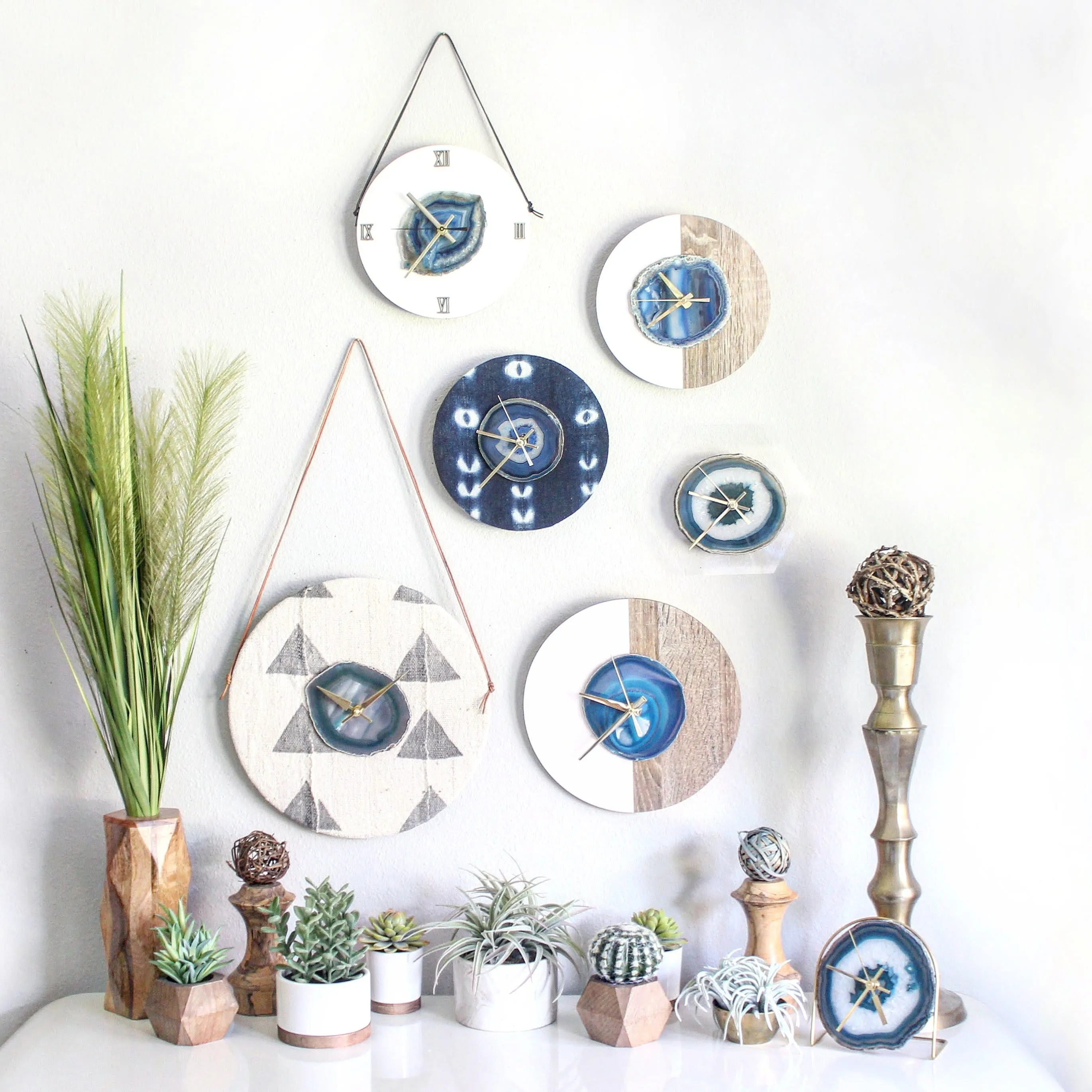 8" Teal Agate Acrylic Wall Clock