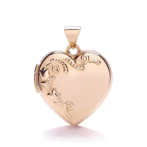9ct Rose Gold Heart Shape Locket with design 9ct Rose Gold Heart Shape Locket with design
