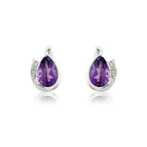 9ct White Gold Amethyst Stud Earrings - MMCH038-7WDAM