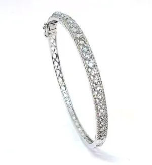 9ct White gold Diamond and Aquamarine Bangle