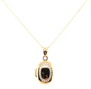 9ct Yellow Gold Cz 12mm X 23.5mm Oval Locket