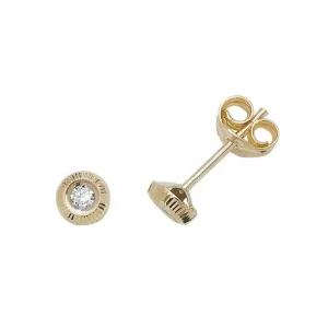 9ct  Yellow  Gold  Zirconia  Stud  Earrings  ES394