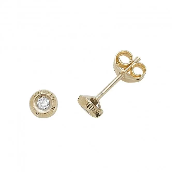 9ct  Yellow  Gold  Zirconia  Stud  Earrings  ES394
