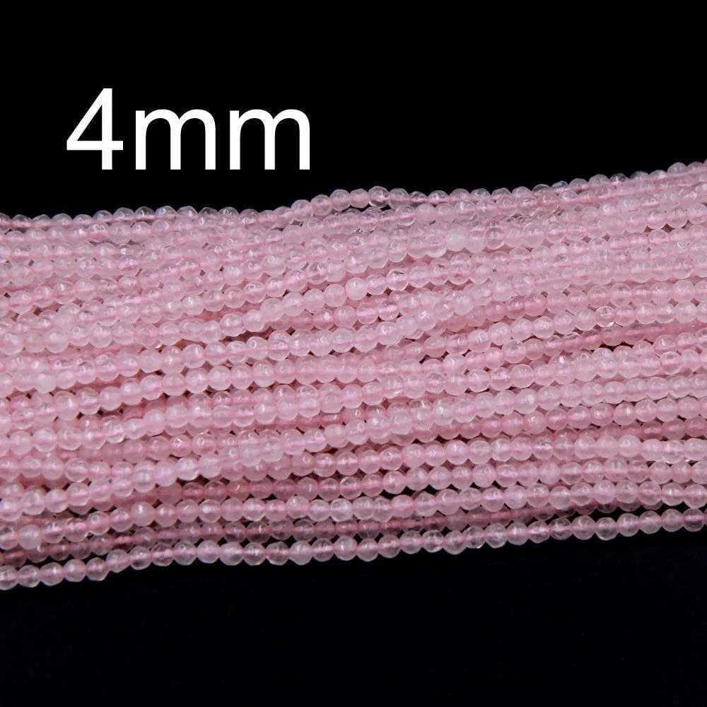 A Grade Extra Gemmy Natural Pink Rose Quartz Faceted Round Beads 4mm 6mm 8mm 10mm Round Beads Strand