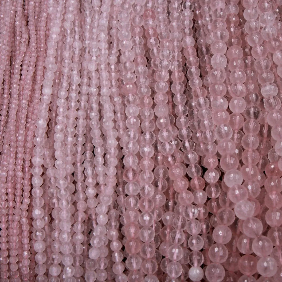 A Grade Extra Gemmy Natural Pink Rose Quartz Faceted Round Beads 4mm 6mm 8mm 10mm Round Beads Strand