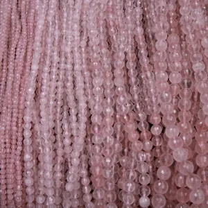 A Grade Extra Gemmy Natural Pink Rose Quartz Faceted Round Beads 4mm 6mm 8mm 10mm Round Beads Strand