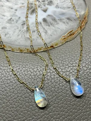 •AEON• rainbow moonstone   gold necklace
