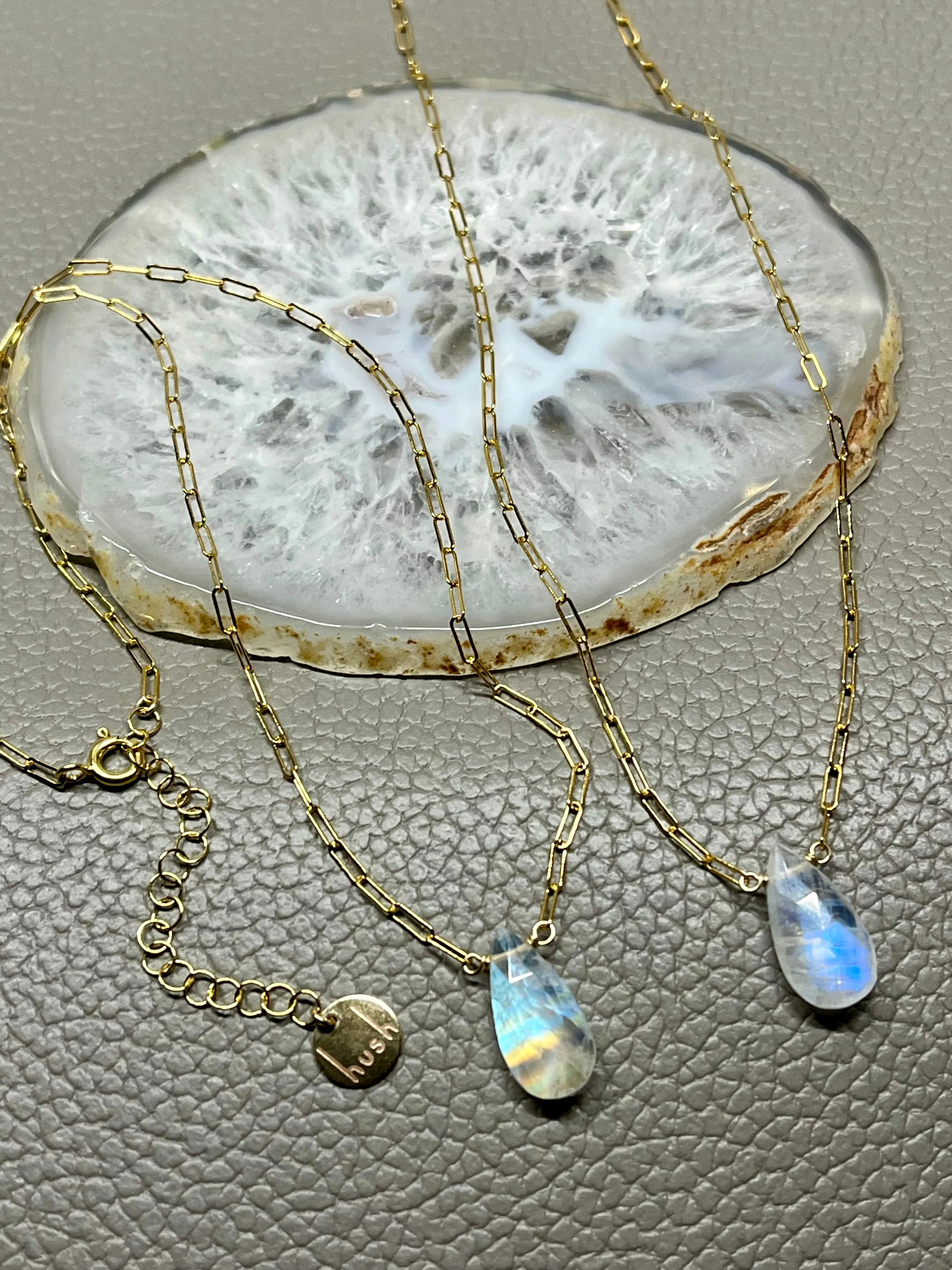 •AEON• rainbow moonstone   gold necklace