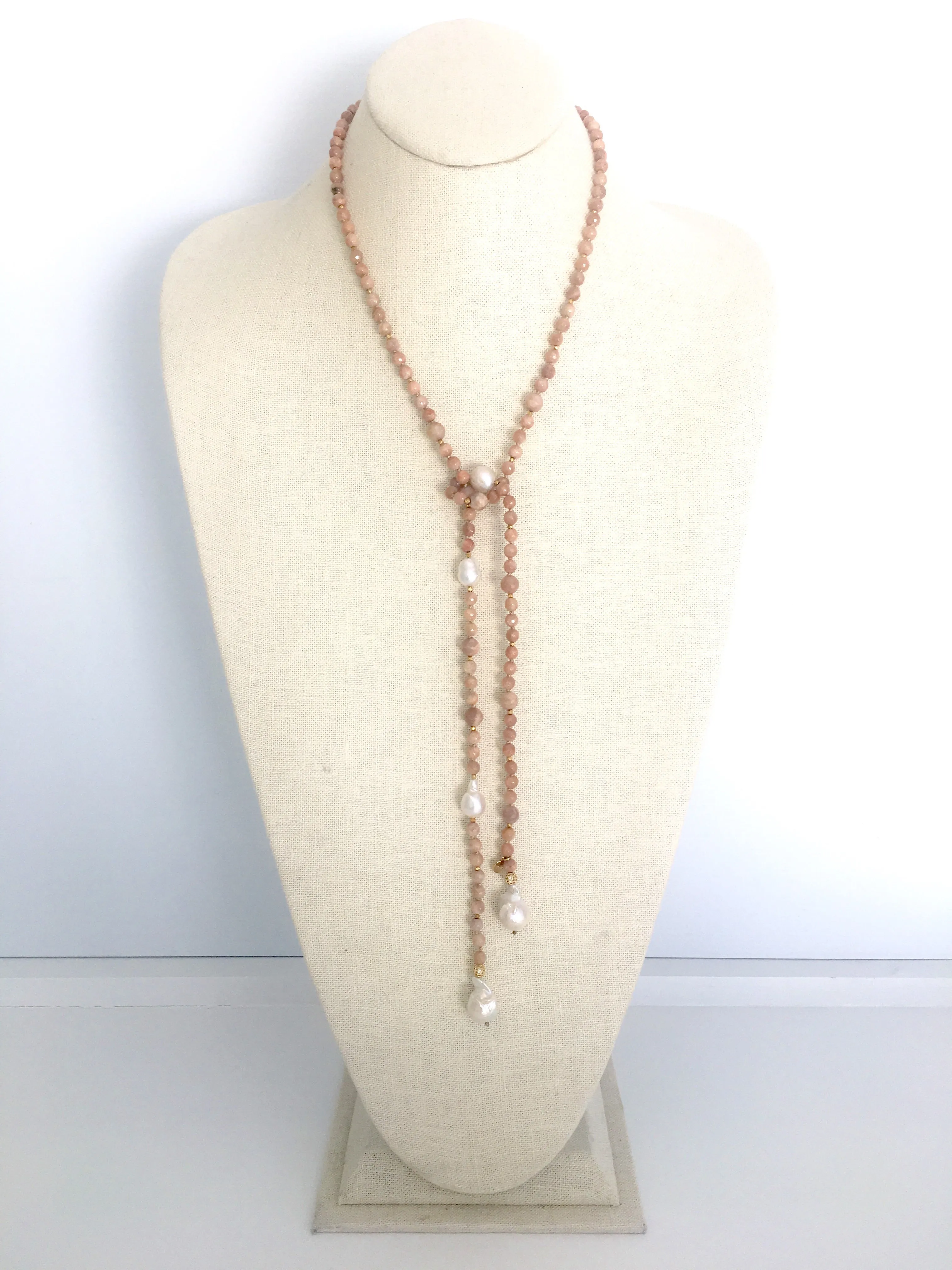 Alice Lariat - pink/moonstone