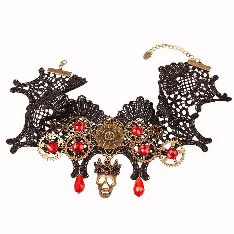 'All Choked Up' Steampunk Skull Choker Necklace