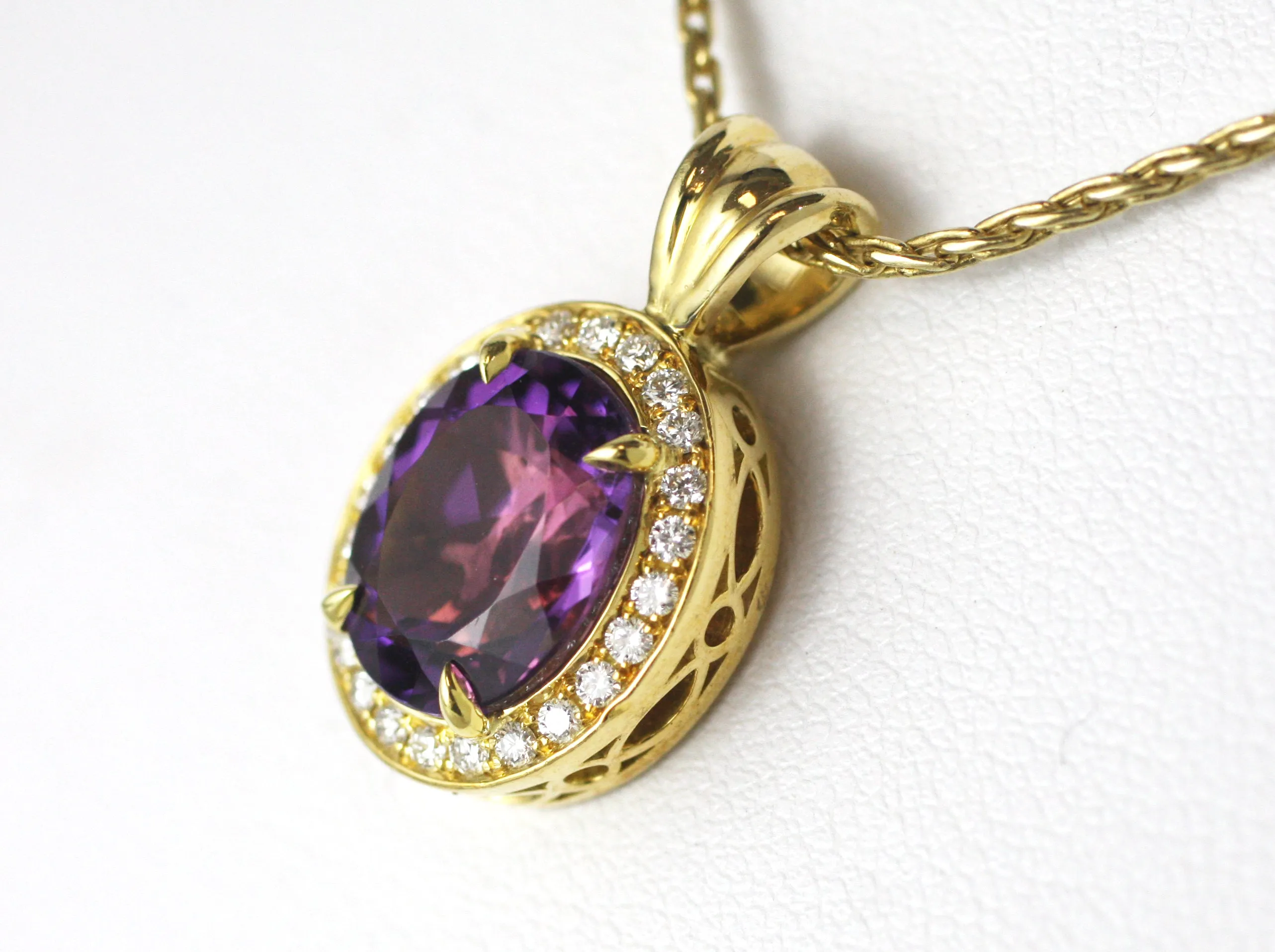 Amethyst & Diamond Pendant